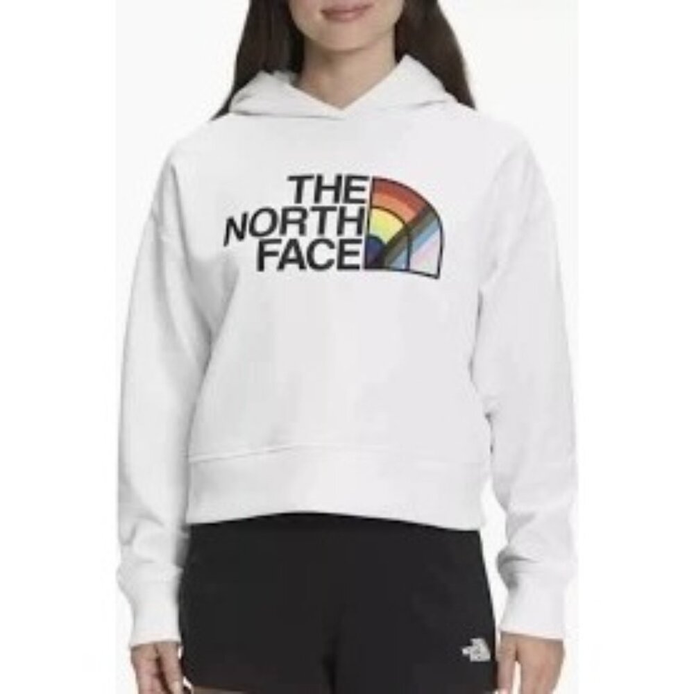 NWT The North Face Women's White Hoodie With Rainbow Logo Size Medium 002 - Picture 2 of 14